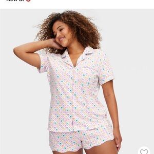 Roller Rabbit Pastel Geo Hearts Pajama Shorts Set